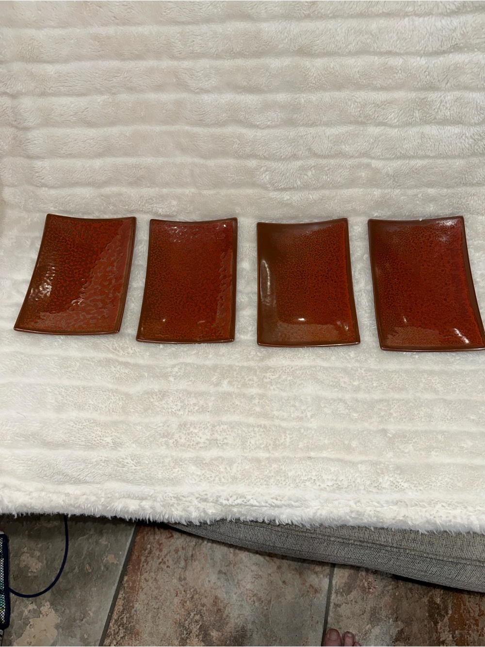 Set BIA Cordon Bleu Set of 4 Hand-Glazed Rectangular Appetizer Sushi Plates